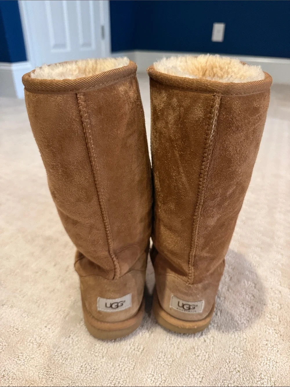 UGG Tall Suede Shearling Boots - Chestnut Brown